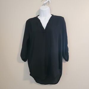 Classic Black V-Neck Blouse